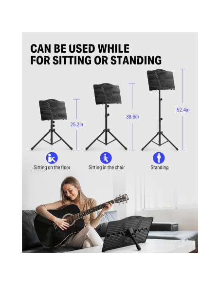 Soporte de Partituras Donner DMS-1 con Luz Ajustable 41.91-144.78 cm