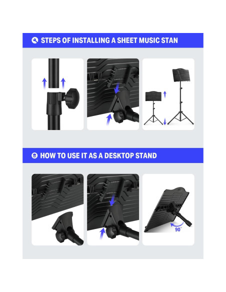 Soporte de Partituras Donner DMS-1 con Luz Ajustable 41.91-144.78 cm