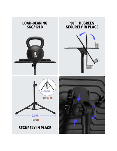 Soporte de Partituras Donner DMS-1 con Luz Ajustable 41.91-144.78 cm