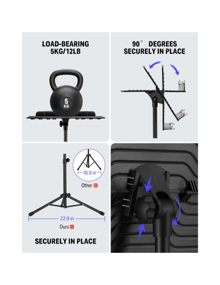 Soporte de Partituras Donner DMS-1 con Luz Ajustable 41.91-144.78 cm