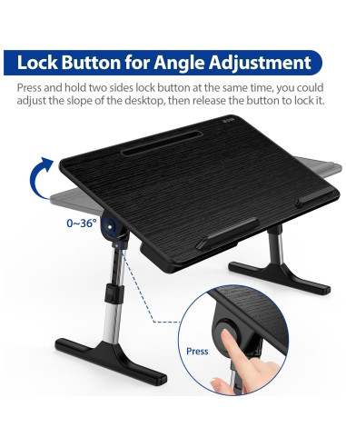 Mesa de Laptop Ajustable BESIGN LT05, Plegable, Negro