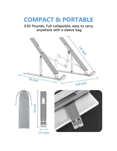 Soporte Ajustable para Laptop ZSIMC de Aluminio Plegable 27.3 cm