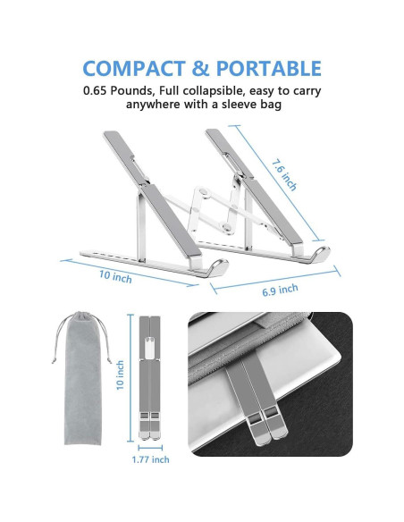 Soporte Ajustable para Laptop ZSIMC de Aluminio Plegable 27.3 cm