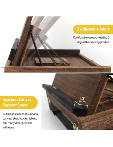 Caballete de Madera Rústica Ajustable J JACKCUBE DESIGN 26.2x35.6cm