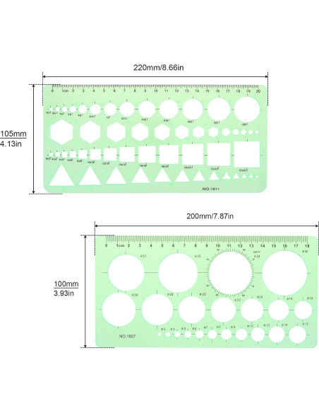 Plantillas de Dibujo Geométrico Smgda - 2 Piezas, 200x105 mm