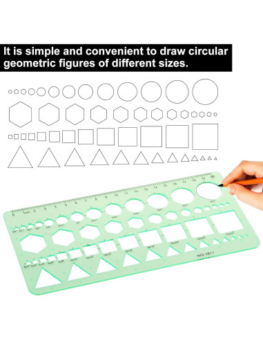 Plantillas de Dibujo Geométrico Smgda - 2 Piezas, 200x105 mm