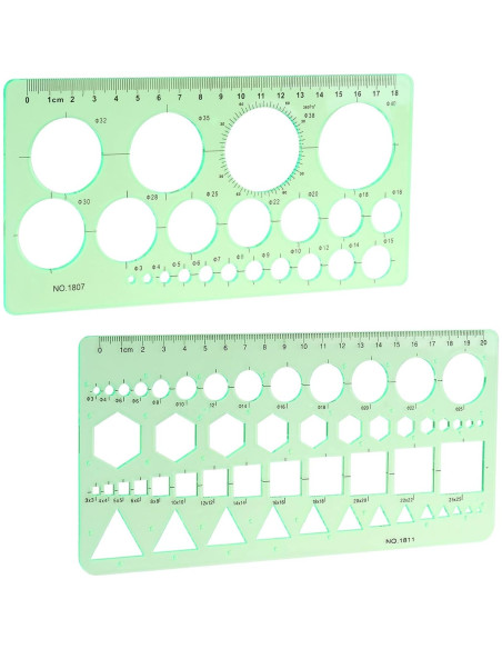 Plantillas de Dibujo Geométrico Smgda - 2 Piezas, 200x105 mm