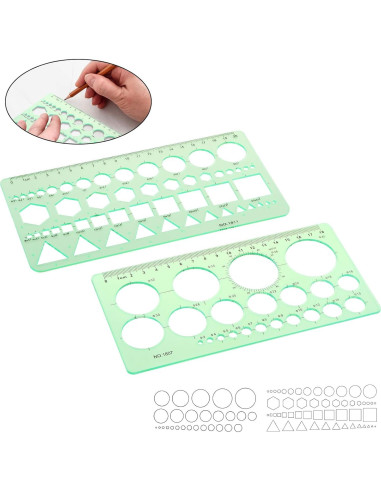 Plantillas de Dibujo Geométrico Smgda - 2 Piezas, 200x105 mm