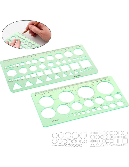 Plantillas de Dibujo Geométrico Smgda - 2 Piezas, 200x105 mm