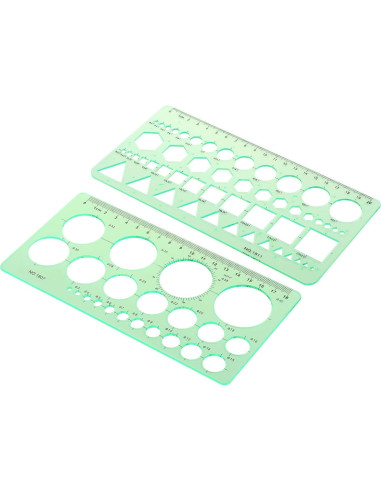 Plantillas de Dibujo Geométrico Smgda - 2 Piezas, 200x105 mm