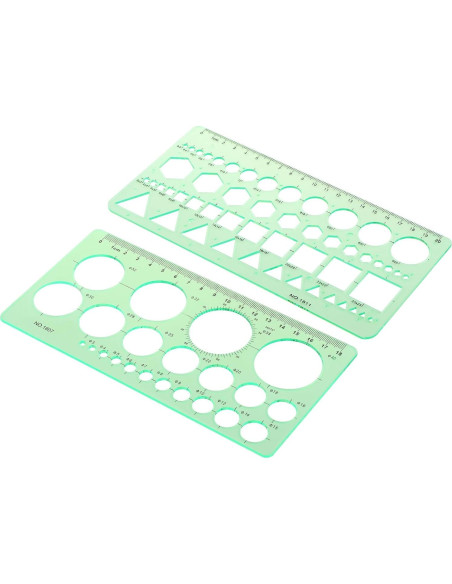 Plantillas de Dibujo Geométrico Smgda - 2 Piezas, 200x105 mm