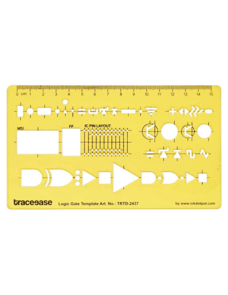 Plantilla de Dibujo Eléctrico Traceease 16.5x9.5 cm Amarilla