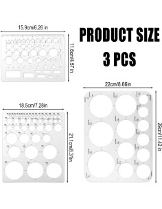 Plantillas Circulares de 3 Piezas NQEUEPN para Dibujo 2
