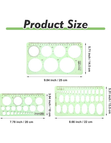 Plantillas de Círculo para Dibujar ValueBargain - 3 Pcs, 18-23 cm