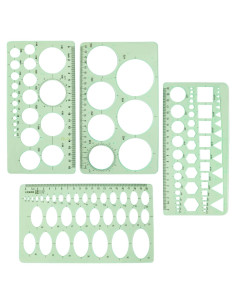 Plantillas de Dibujo Geométrico GardEasy 4PCS Plástico Verde