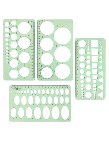 Plantillas de Dibujo Geométrico GardEasy 4PCS Plástico Verde