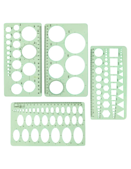 Plantillas de Dibujo Geométrico GardEasy 4PCS Plástico Verde Plantillas de Dibujo Geométrico GardEasy 4PCS Plástico Verde