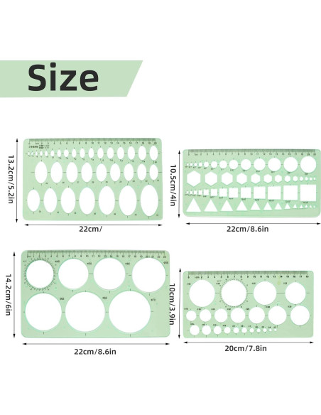 Plantillas de Dibujo Geométrico GardEasy 4PCS Plástico Verde Plantillas de Dibujo Geométrico GardEasy 4PCS Plástico Verde