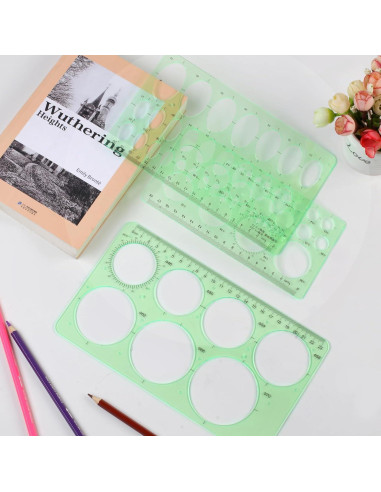 Plantillas de Dibujo Geométrico GardEasy 4PCS Plástico Verde