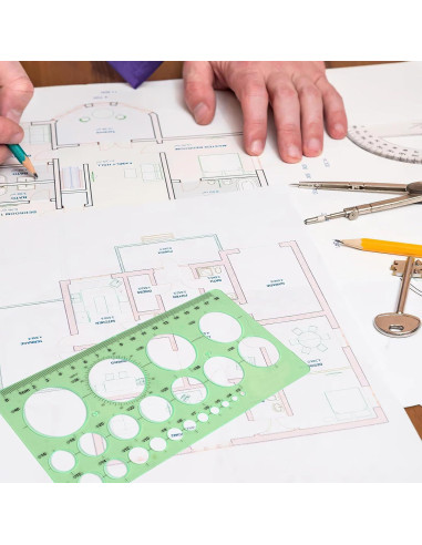 Plantillas de Dibujo Geométrico GardEasy 4PCS Plástico Verde