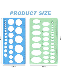 Plantilla de Círculo y Elipse Plástico Azul y Verde - 2 Piezas 2