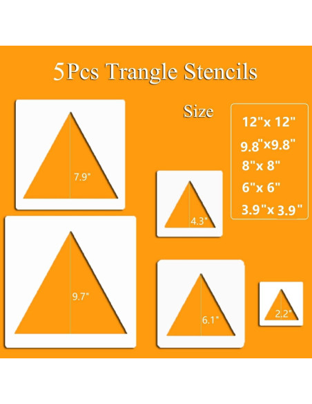 5 Plantillas de Pintura Reutilizables Cyy.lcm Triángulo 10-30cm