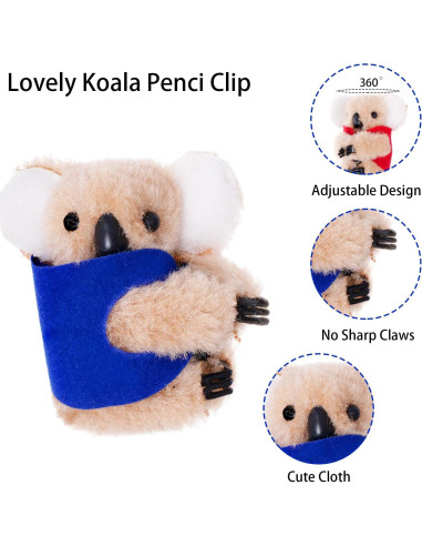Set de 4 Clips de Koala Haakong para Lápiz Multicolor 5cm