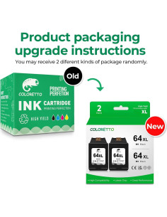 Cartucho de Tinta Remanufacturado COLORETTO HP 64XL - 2 Piezas 2