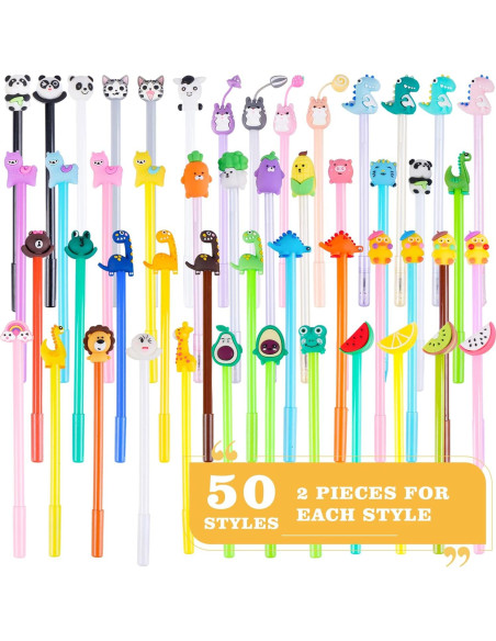 100 Lápices de Gel Kawaii SAIWEILAI ONLINE - 50 Estilos