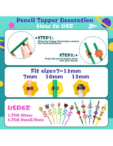 Encantos de Lápiz Seajan 120 Piezas PVC Decorativos