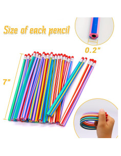 40 Lápices Flexibles Multicolores Qyyiguf 17.78 cm con Borrador 2