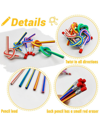 40 Lápices Flexibles Multicolores Qyyiguf 17.78 cm con Borrador