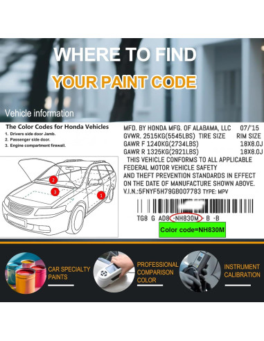 Pintura de Retoque para Automóvil Honda B-588P Azul Obsidiana