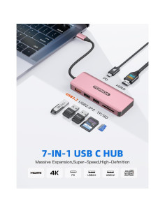 Hub USB C FORIDA 7 Puertos HDMI 4K 100W PD 10Gbps 2