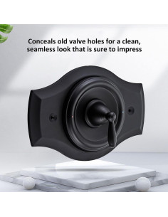 Placa de Cubierta de Ducha Tearel 1 Manija Negro Mate 2