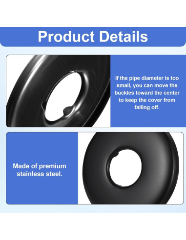 Cubiertas de Flange de Ducha OIIKI 2 Pcs Acero Inoxidable Negro Mate