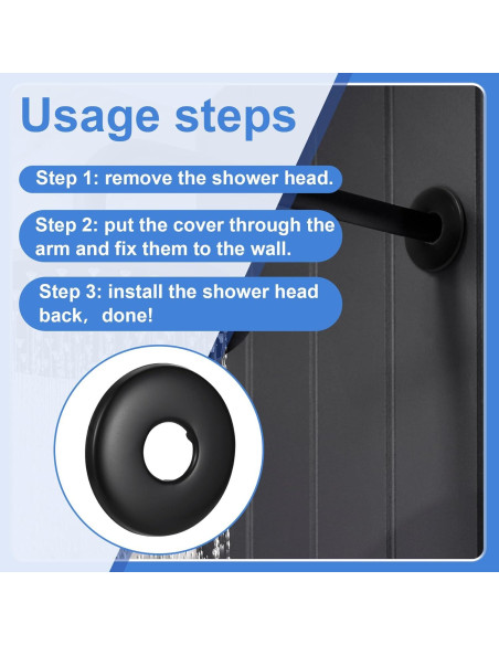 Cubiertas de Flange de Ducha OIIKI 2 Pcs Acero Inoxidable Negro Mate