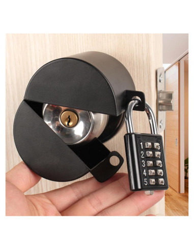 Cerradura de Pomo de Puerta Temeili Metal Negra con Candado