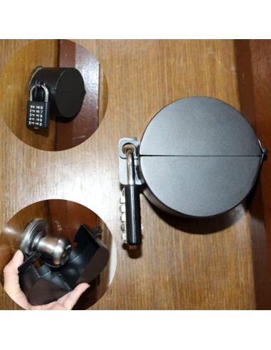 Cerradura de Pomo de Puerta Temeili Metal Negra con Candado