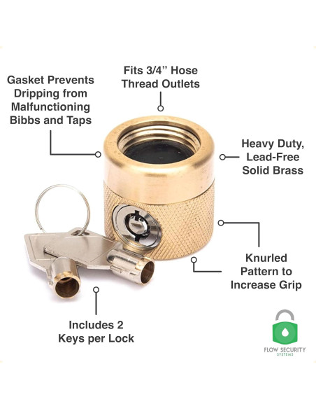 FaucetLock Flow Security Systems FSS 50 - Cerradura de Grifo de Latón