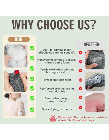 Bolsas de Jabón Exfoliantes Alankilo - 2 Piezas Gris