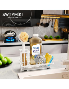Soporte para Esponjas de Fregadero SWTYMIKI Acero Inoxidable Blanco 2