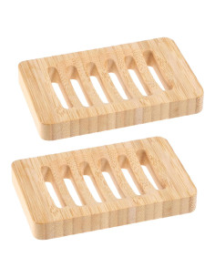 Plato de Jabón de Bambú Piriuuo - 2 Piezas Antideslizantes