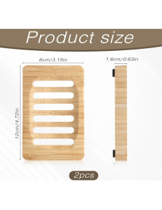 Plato de Jabón de Bambú Piriuuo - 2 Piezas Antideslizantes 2