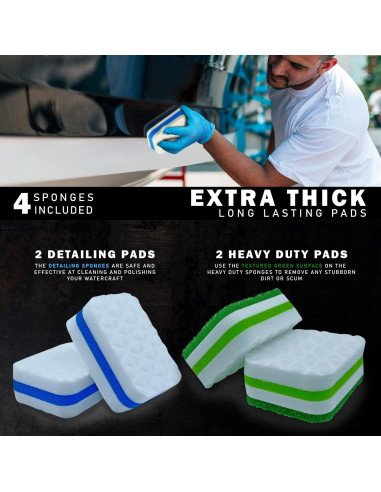 Almohadillas de limpieza marina WAVESRX 4 unidades para barco