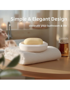 Juego de 2 Platos de Jabón MOPMS Blanco con Drenaje 13.4x9.6cm 2