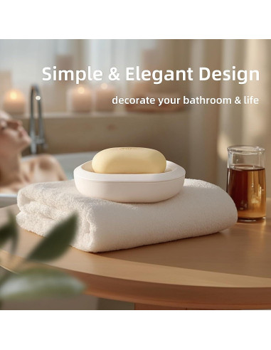 Juego de 2 Platos de Jabón MOPMS Blanco con Drenaje 13.4x9.6cm