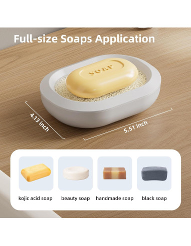 Juego de 2 Platos de Jabón MOPMS Blanco con Drenaje 13.4x9.6cm