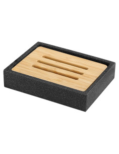 Plato de Jabón de Bambú Luxspire con Drenaje, Negro