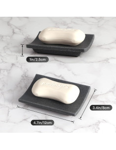 Plato de Jabón IMEEA Gris Antideslizante 11.94x8.64 cm 2